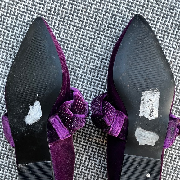 ASOS PURPLE VELVET BRAIDED BALLET FLATS - Picture 2 of 3